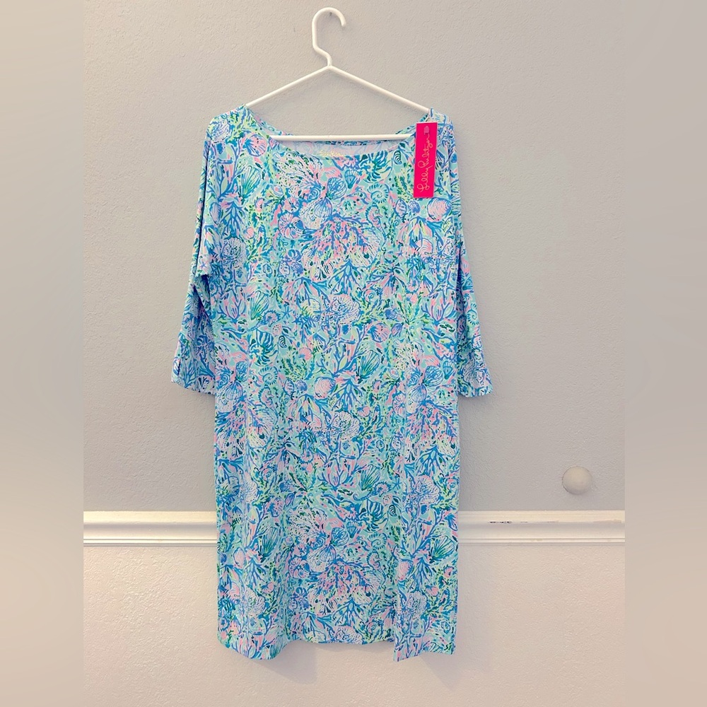 NWT Lilly Pulitzer Braedyn UPF 50+ Surf Blue Soleil It On Me, large! Beautiful!
